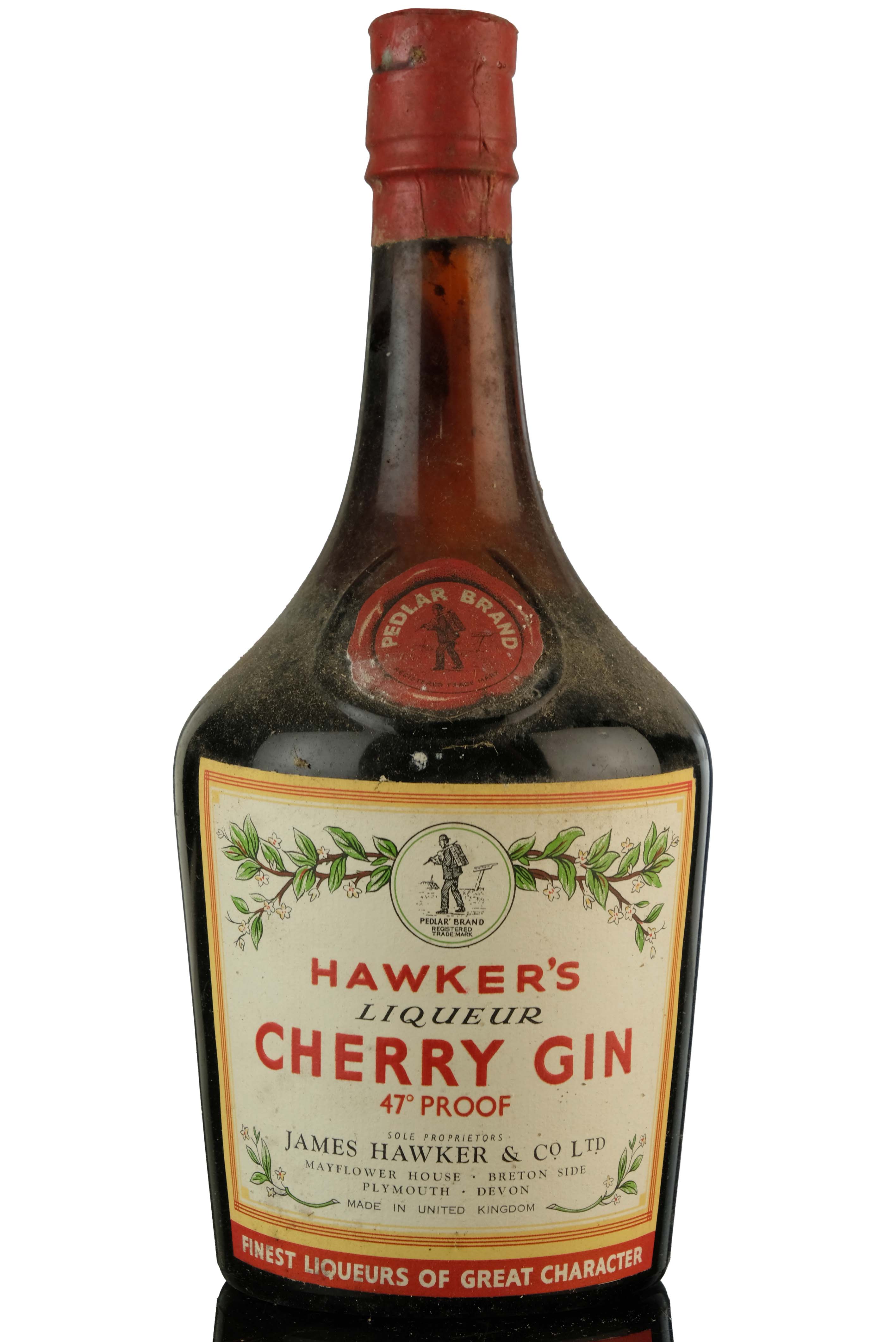 Hawkers Pedlar Cherry Gin - 1950s