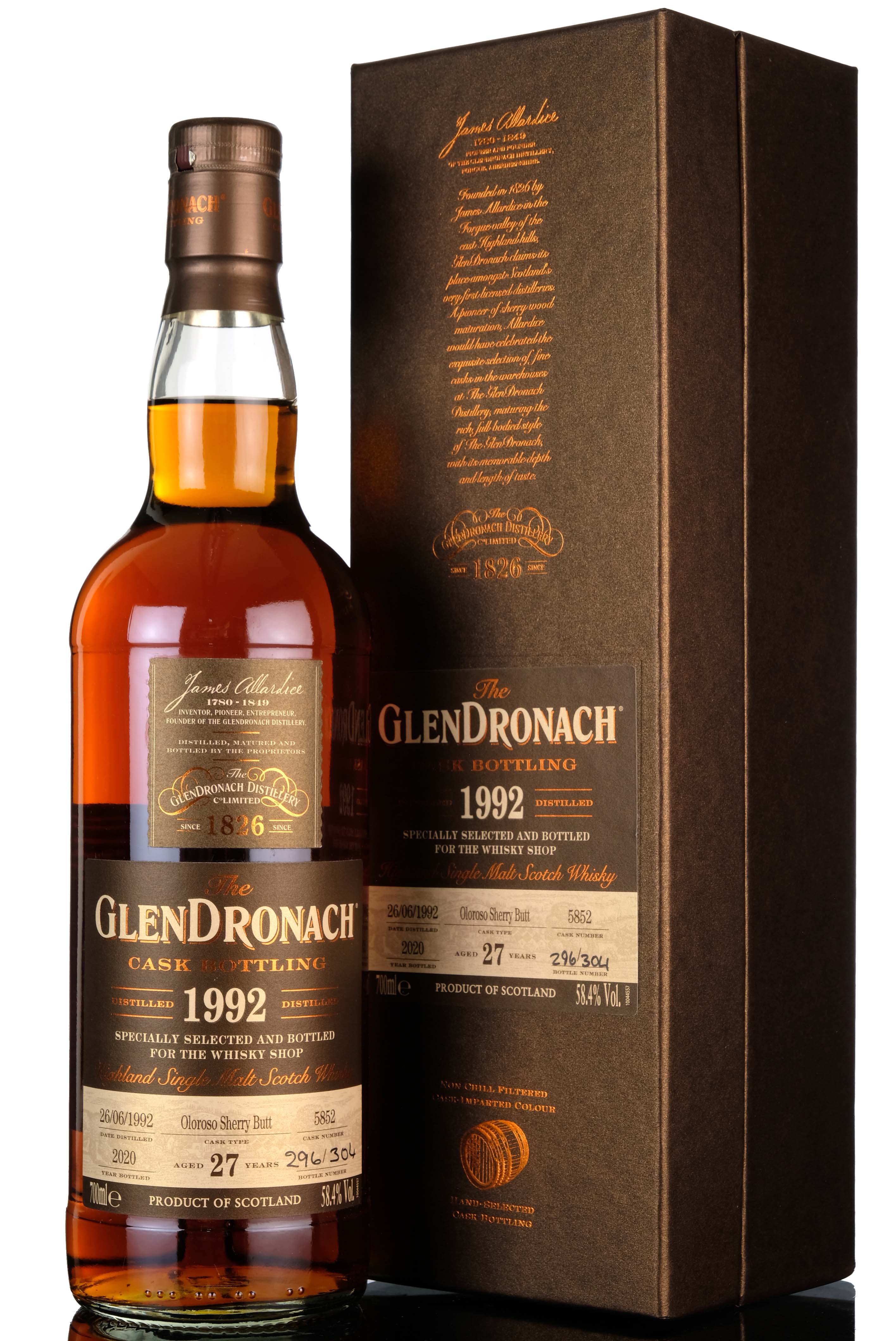 Glendronach 1992-2020 - 27 Year Old - Single Cask 5852 - The Whisky Shop