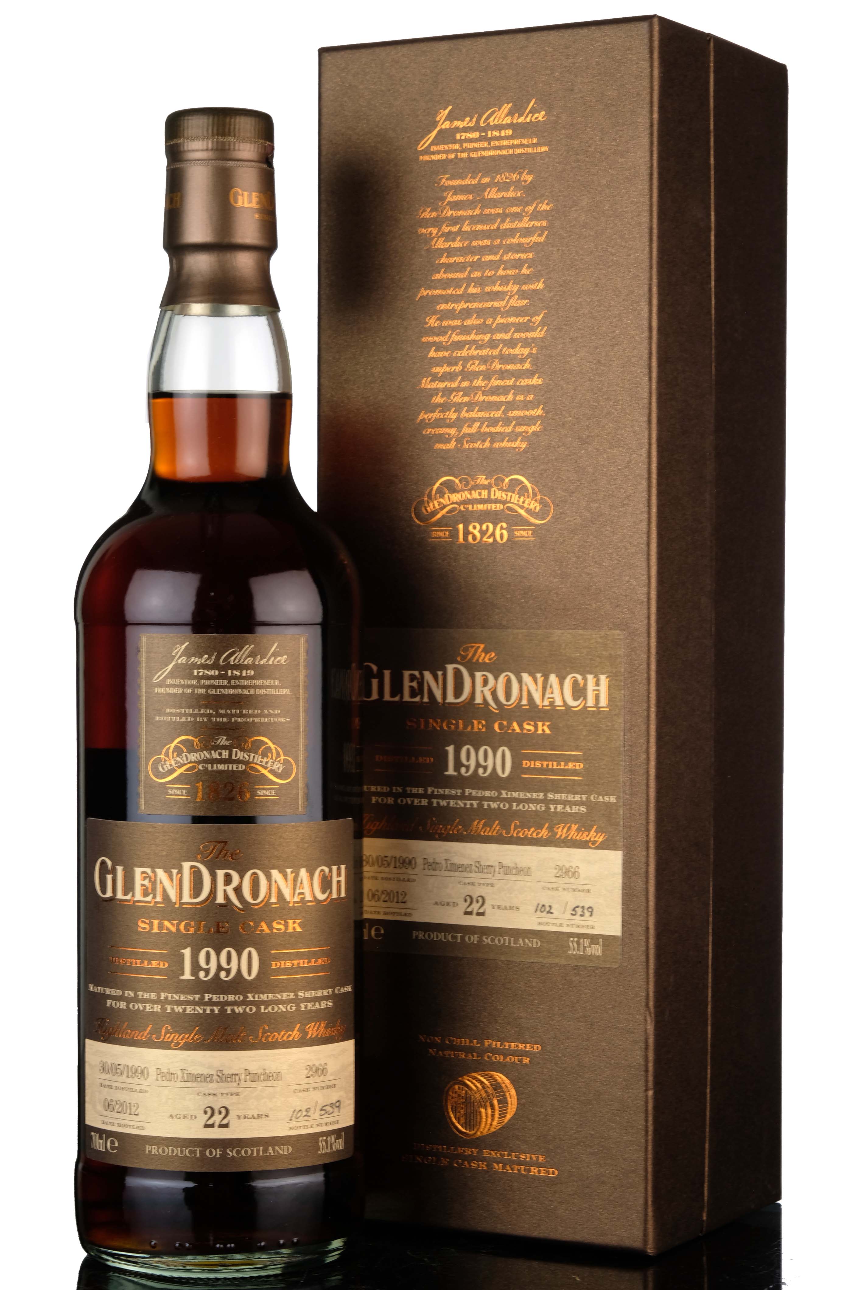 Glendronach 1990-2012 - 22 Year Old - Single Cask 2966 - Batch 6