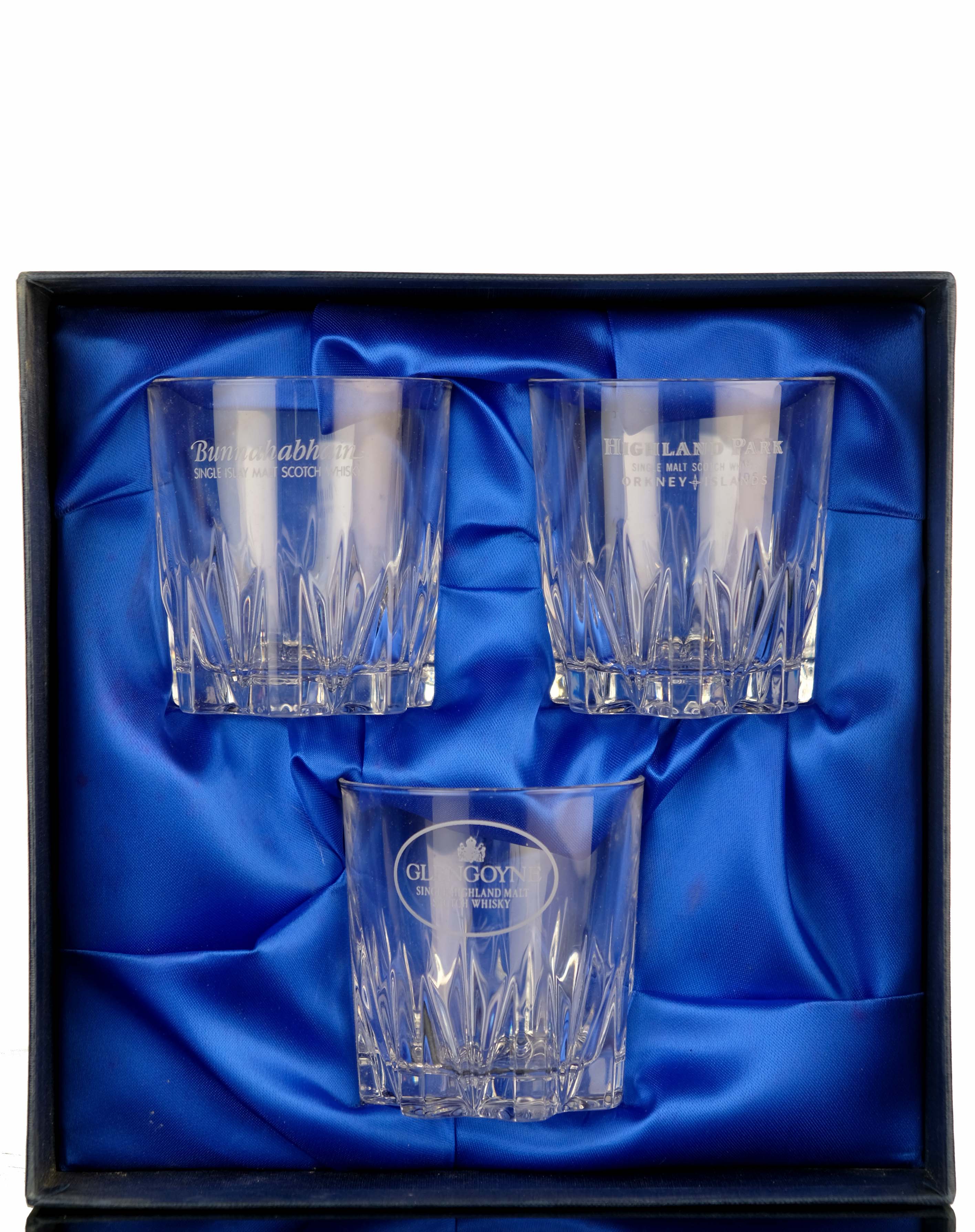 Scotlands Malt Whisky Regions 3 Branded Crystal Glasses