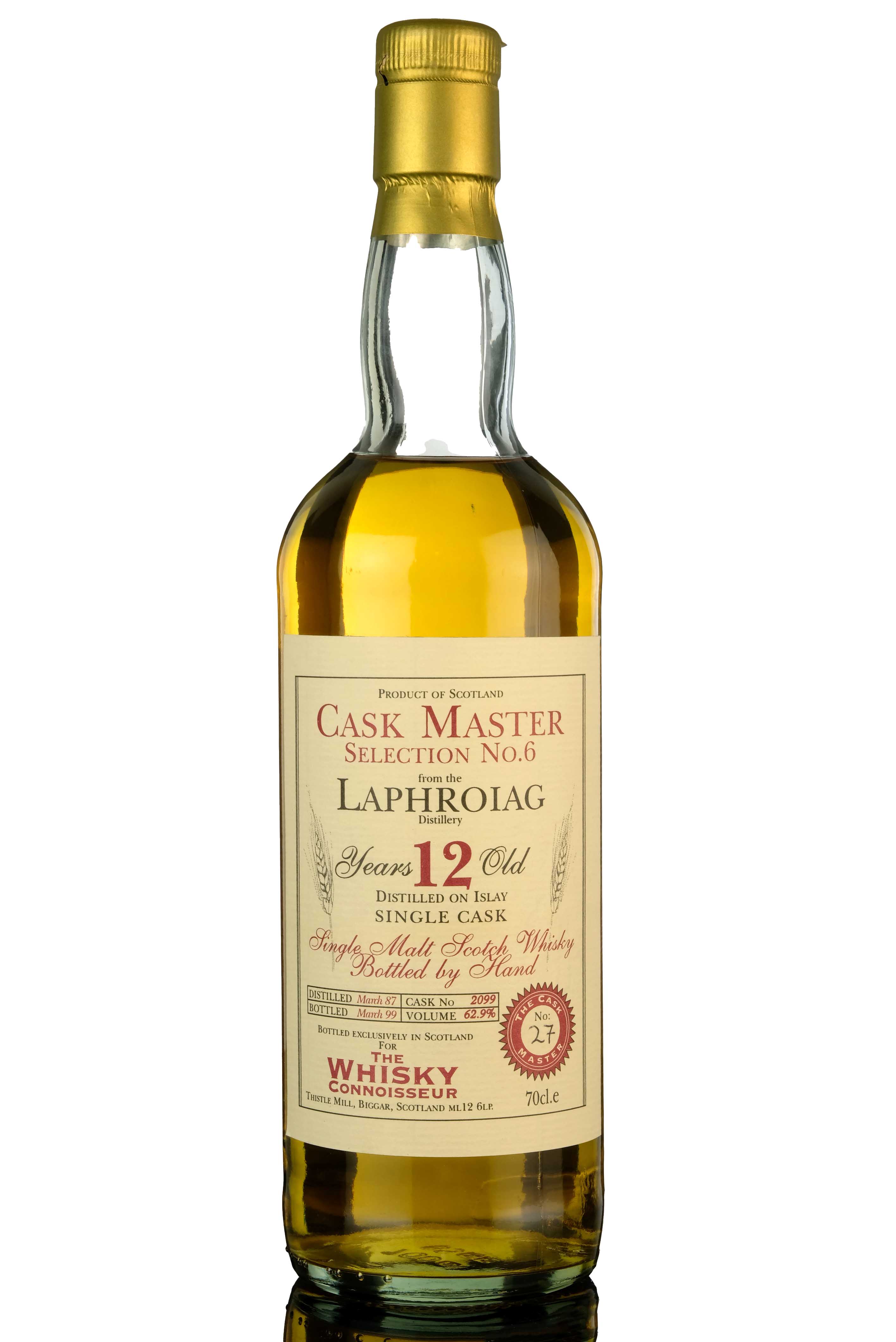Laphroaig 1987-1999 - 12 Year Old - The Whisky Connoisseur Cask Master - Single Cask 2099