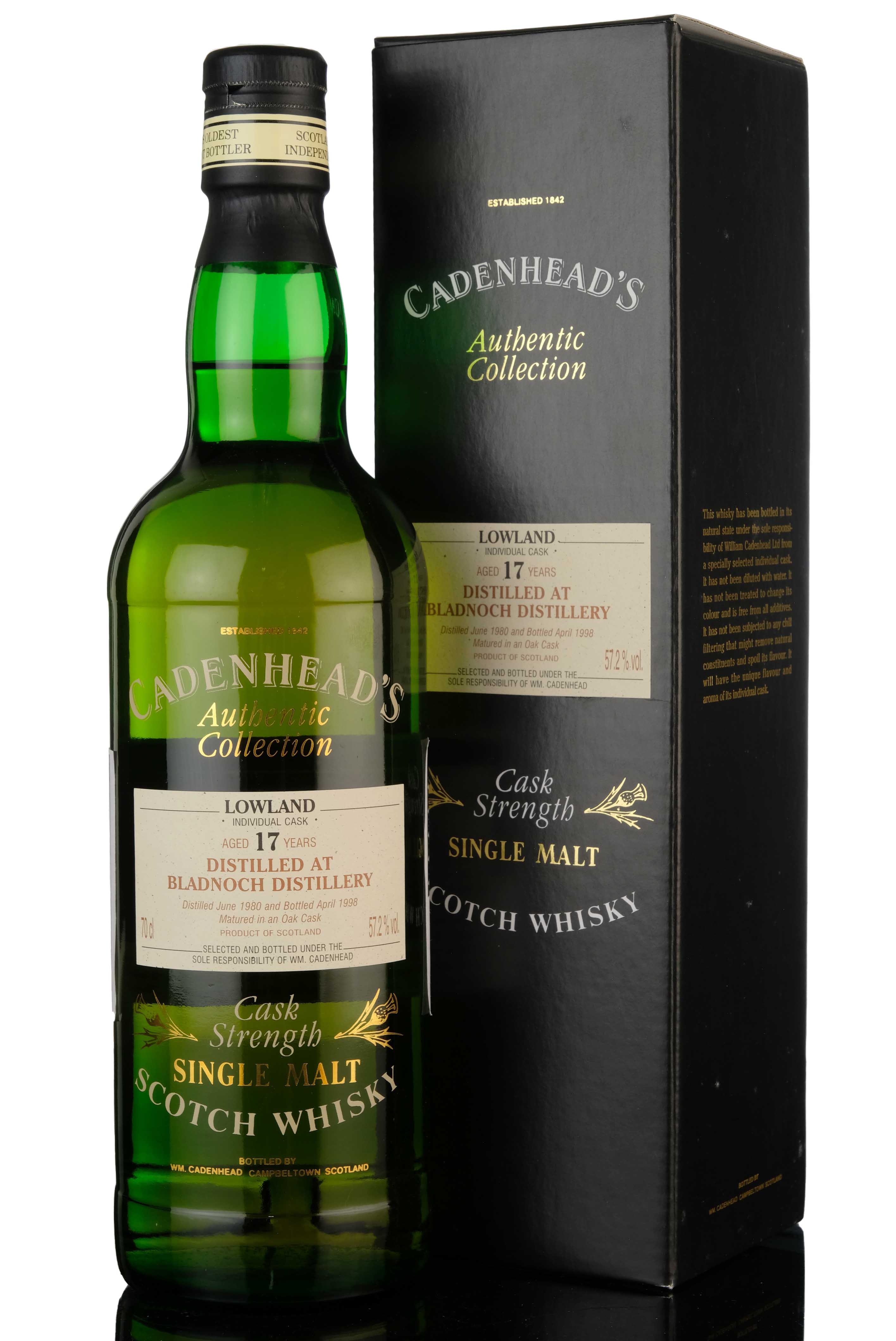 Bladnoch 1980-1998 - 17 Year Old - Cadenheads Authentic Collection