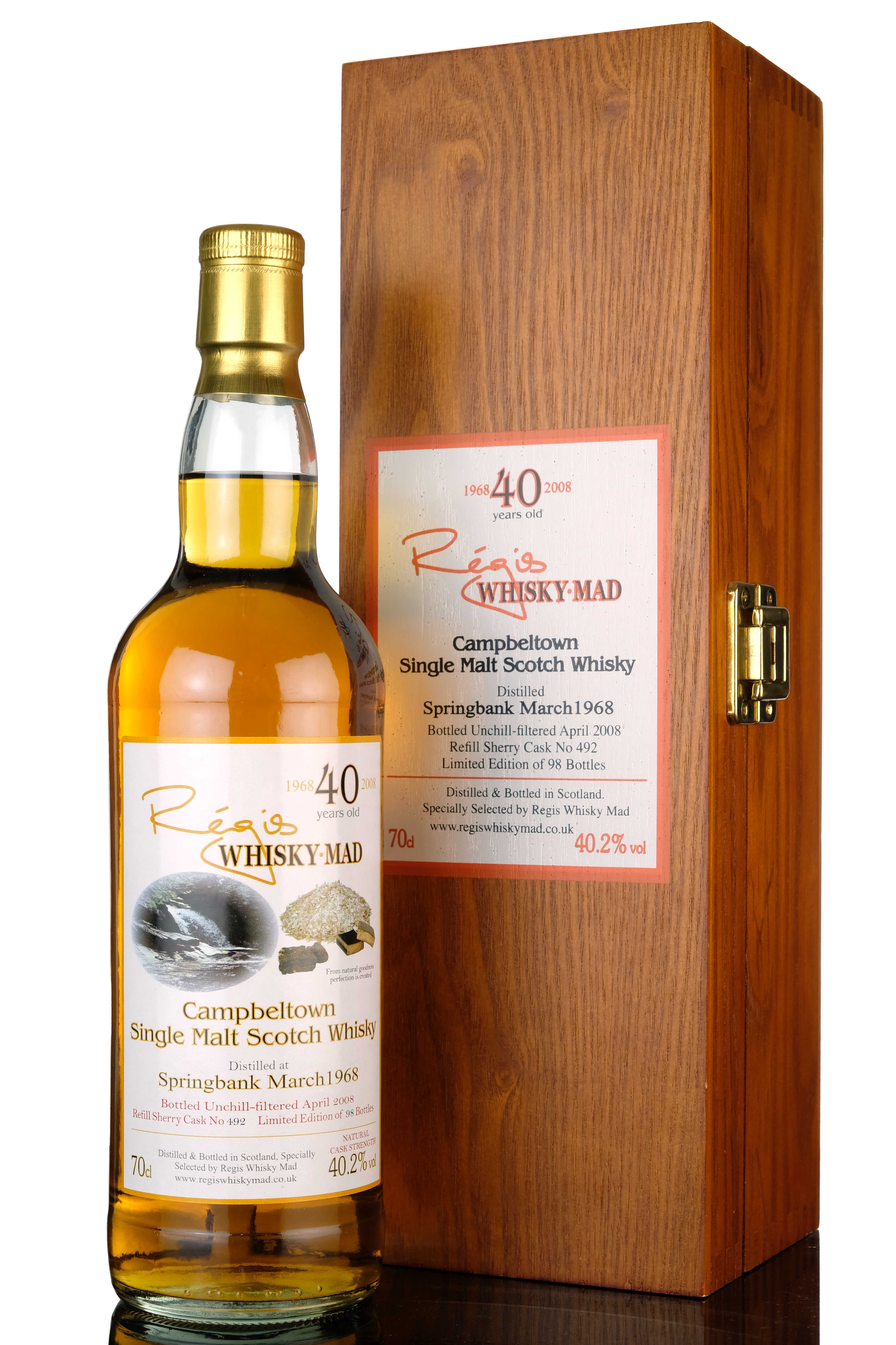 Springbank 1968-2008 - 40 Year Old - Regis Whisky Mad - Single Cask 492