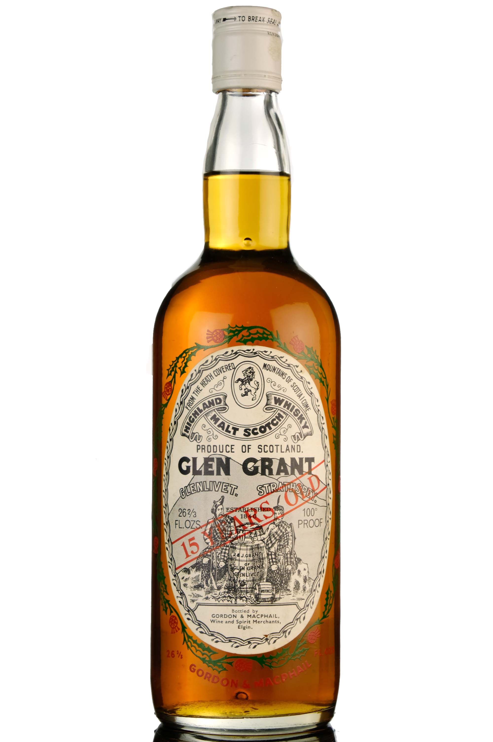Glen Grant 15 Year Old - Gordon & MacPhail - Circa 1970 - 100 Proof