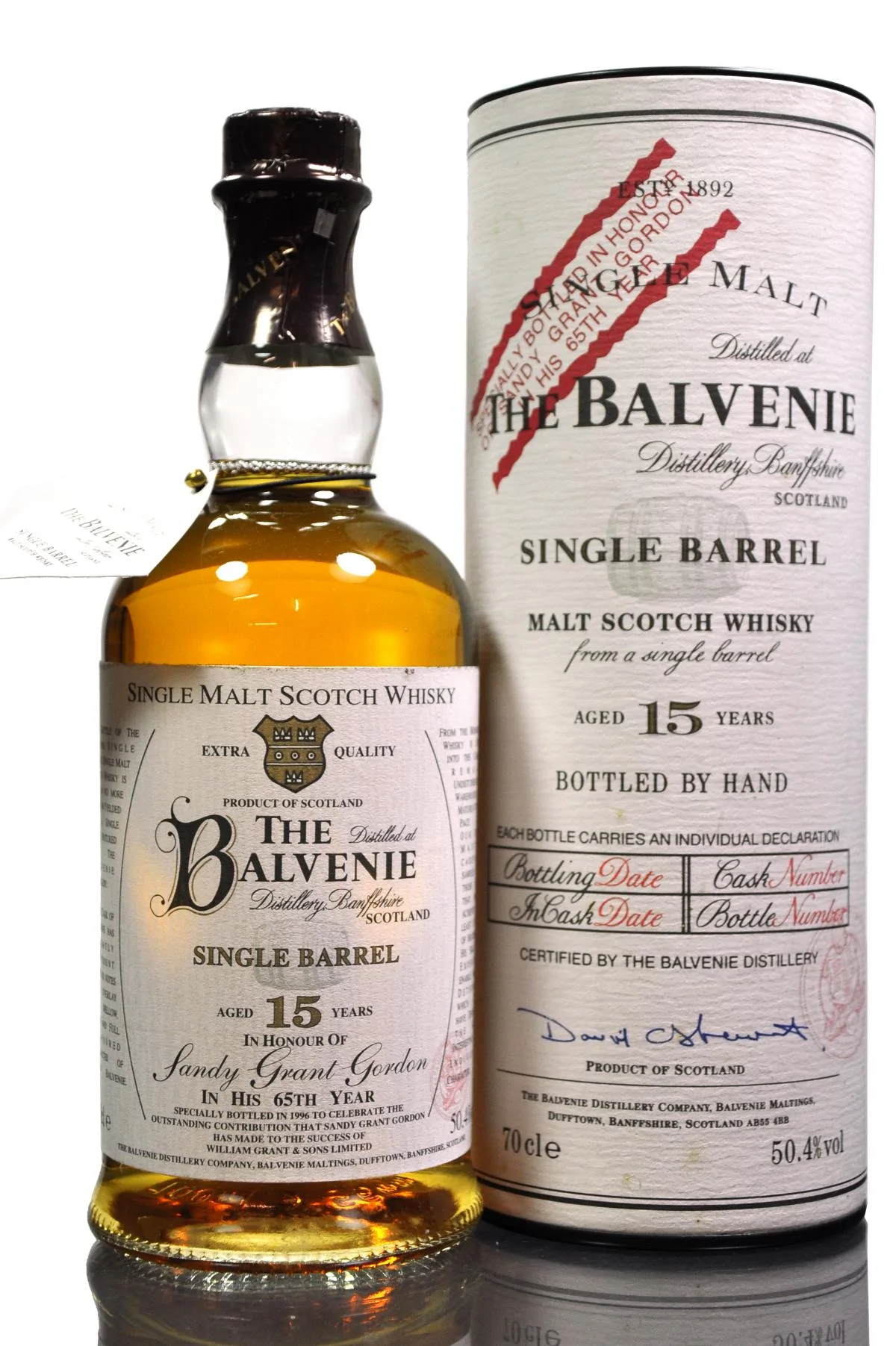 Balvenie 15 Year Old - Single Barrel 12558 - Sandy Grant Gordon 65th Birthday