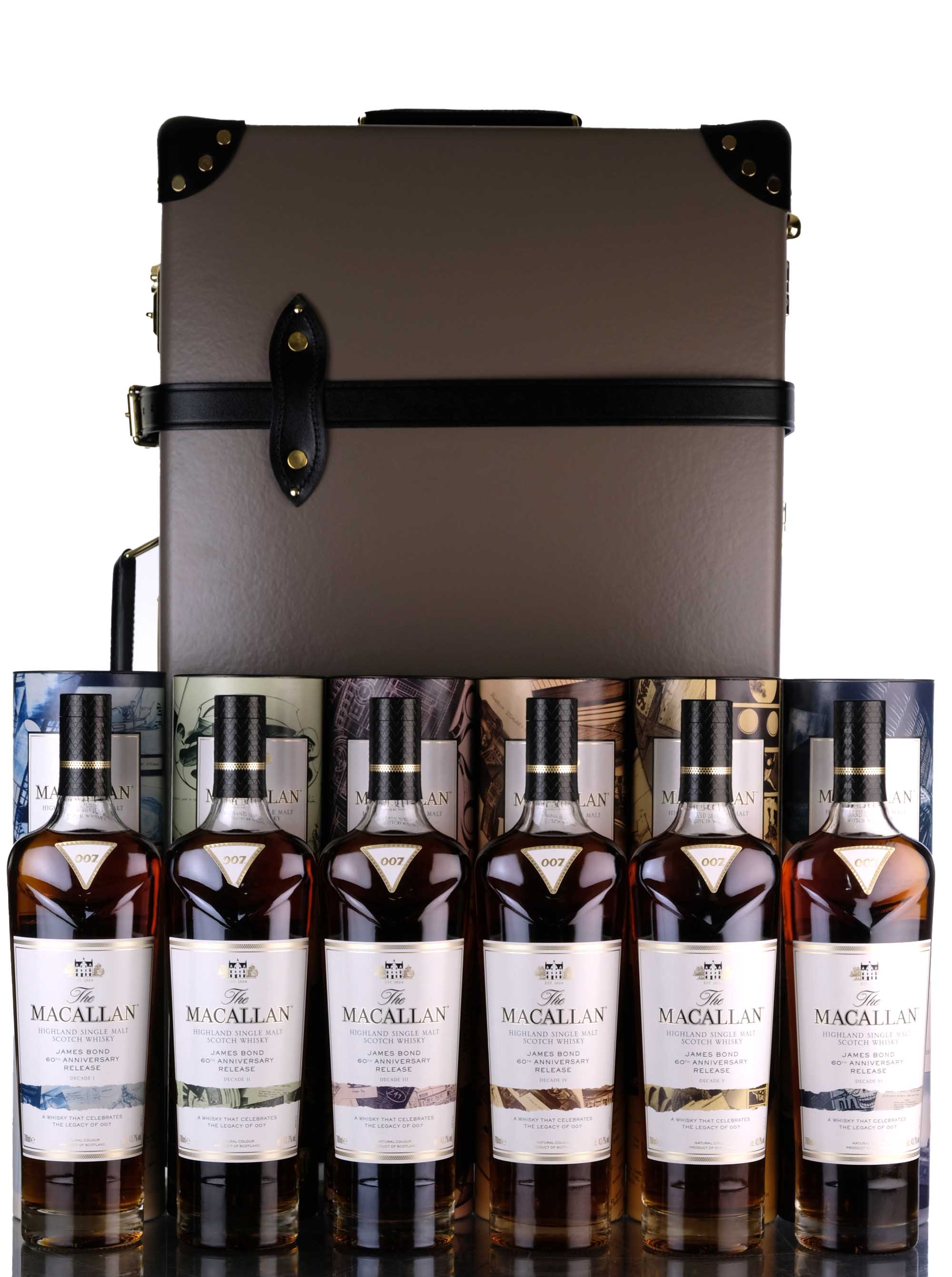 Macallan James Bond 007 60th Anniversary Release - Decade 1-6 - Globe Trotter Edition With