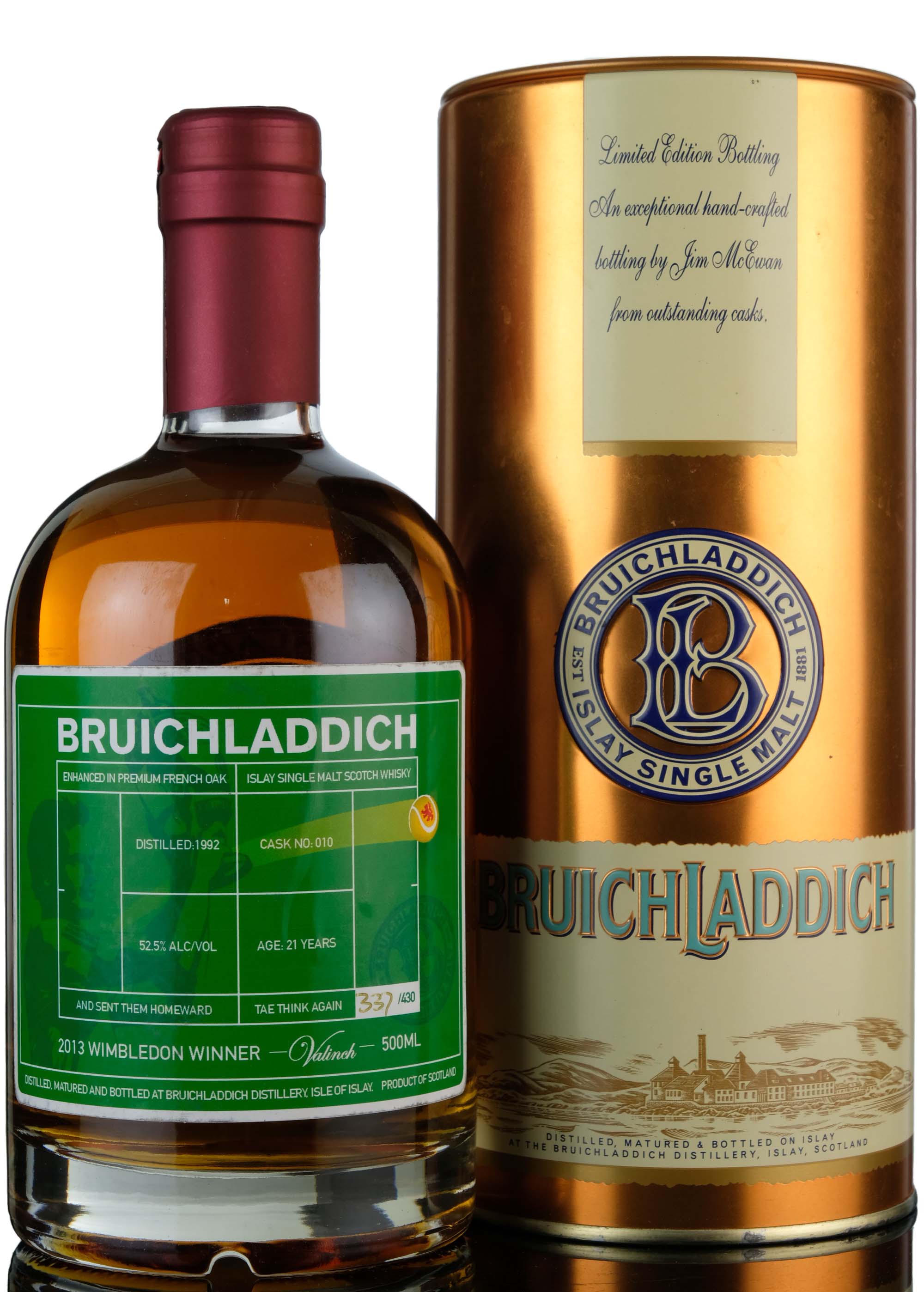 Bruichladdich 1992 - 21 Year Old - Valinch - Wimbledon Winner 2013 - Single Cask 010