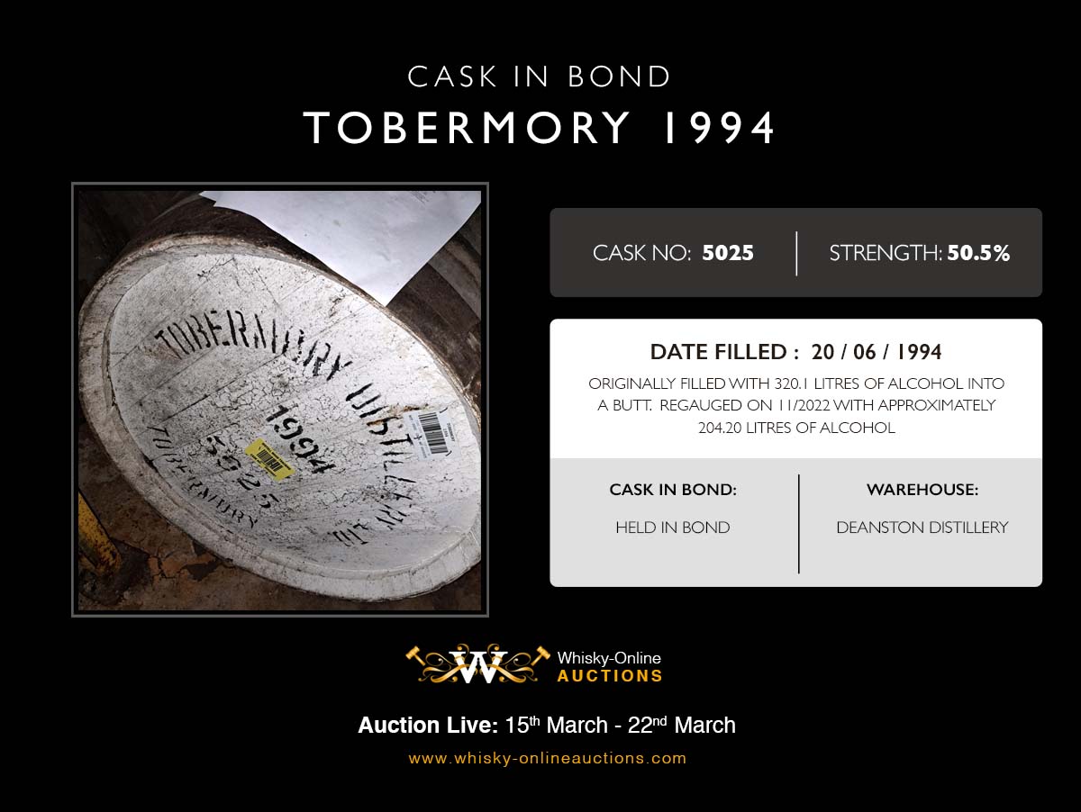 1 Butt Of Tobermory 1994 - 28 year Old - Cask 5025 - Held In Bond