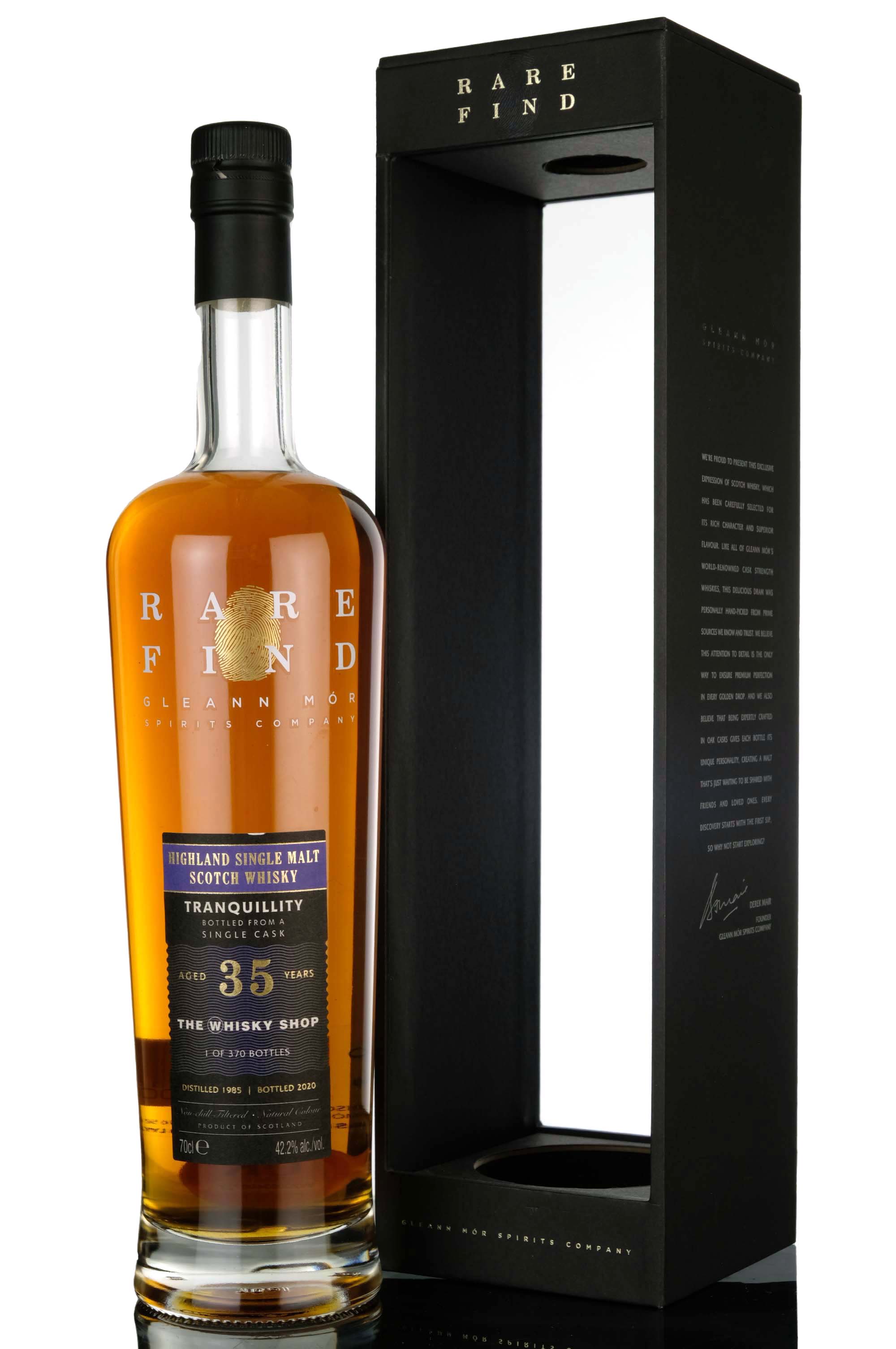 Tranquillity 1985-2020 - 35 Year Old - Gleann Mór Rare Find - Single Cask - The Whisky Sh