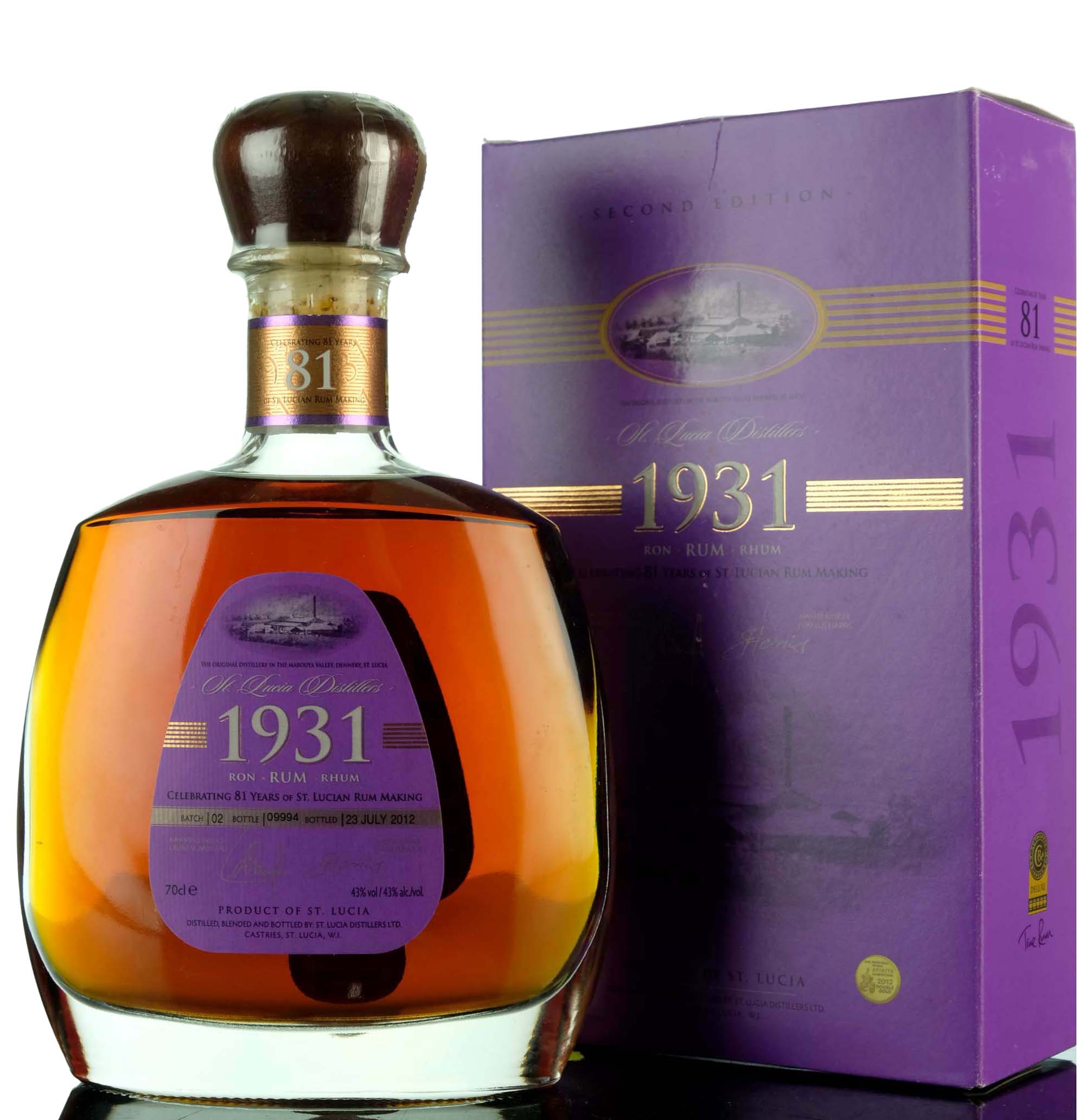 St Lucia Distillers 1931 Rum - Celebrating 81 Years - Batch 2 - 2012 Release
